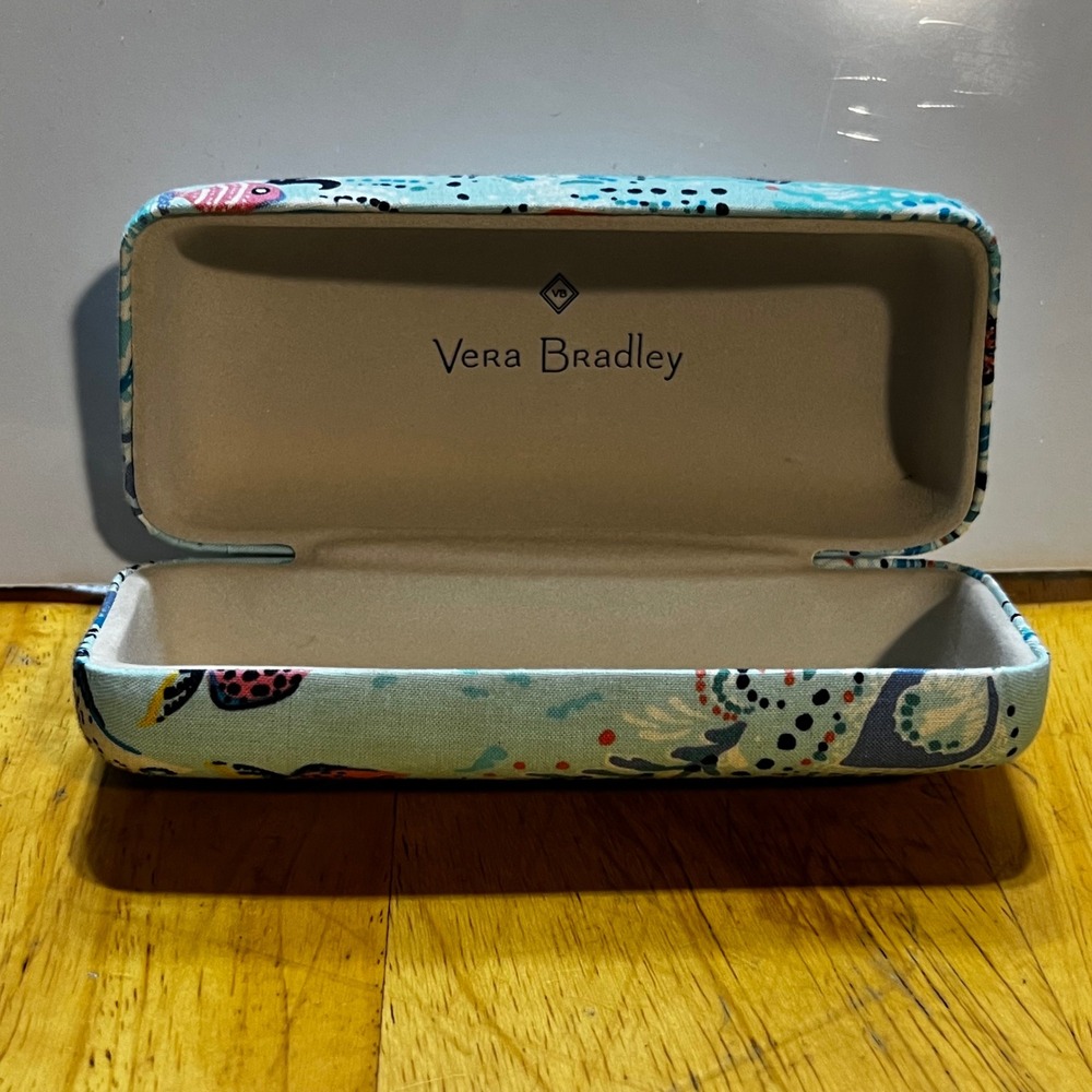 Vera Bradley Eyeglasses Case Blue Fish Aquatic Hard Shell Protective Case